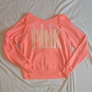 Peach Oversized Love Pink Hoodie S